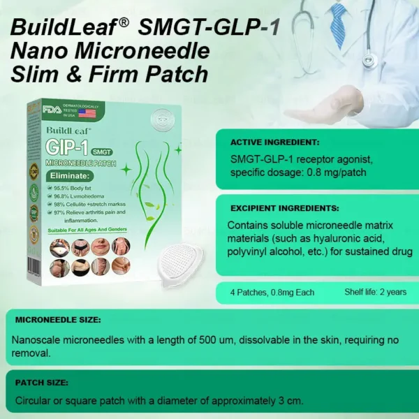 🏥Official Store | BuildLeaf® GLP-1 Nano-Microneedle Patch with Collagen & Matrixyl 3000 丨Obesity,Cardiovascular Diseas, Diabetes, Sleep Apnea, Joint Problems and More