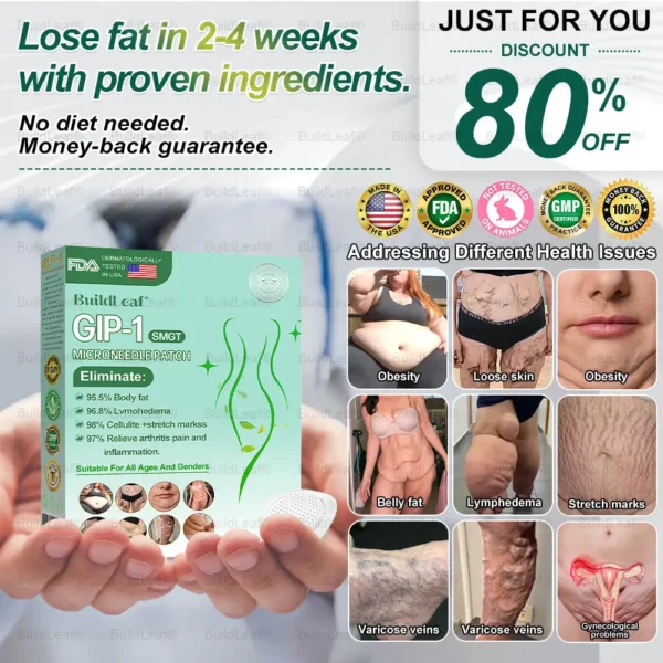 🏥Official Store | BuildLeaf® GLP-1 Nano-Microneedle Patch with Collagen & Matrixyl 3000 丨Obesity,Cardiovascular Diseas, Diabetes, Sleep Apnea, Joint Problems and More