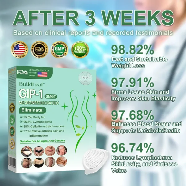 🏥Official Store | BuildLeaf® GLP-1 Nano-Microneedle Patch with Collagen & Matrixyl 3000 丨Obesity,Cardiovascular Diseas, Diabetes, Sleep Apnea, Joint Problems and More