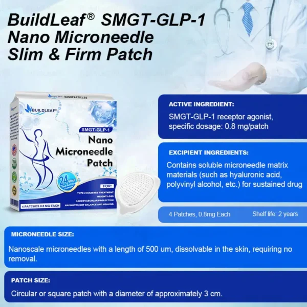 🏥Official Store | BuildLeaf® SMGT-GLP-1 Nano Microneedle Patch with Collagen & Matrixyl 3000 丨Obesity,Cardiovascular Diseas, Diabetes, Sleep Apnea, Joint Problems and More