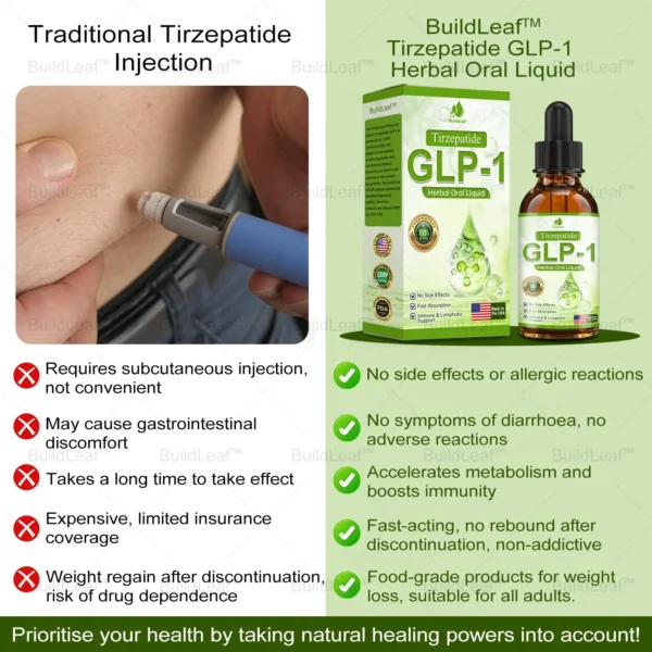 𝐁𝐮𝐢𝐥𝐝𝐋𝐞𝐚𝐟® 💎𝐓𝐢𝐫𝐳𝐞𝐩𝐚𝐭𝐢𝐝𝐞 𝐆𝐋𝐏-𝟏 𝐇𝐞𝐫𝐛𝐚𝐥 𝐎𝐫𝐚𝐥 𝐋𝐢𝐪𝐮𝐢𝐝 |  𝐎𝐛𝐞𝐬𝐢𝐭𝐲, 𝐋𝐲𝐦𝐩𝐡𝐞𝐝𝐞𝐦𝐚, 𝐃𝐢𝐚𝐛𝐞𝐭𝐞𝐬, 𝐂𝐚𝐫𝐝𝐢𝐨𝐯𝐚𝐬𝐜𝐮𝐥𝐚𝐫 𝐝𝐢𝐬𝐞𝐚𝐬𝐞, 𝐇𝐢𝐠𝐡 𝐛𝐥𝐨𝐨𝐝 𝐩𝐫𝐞𝐬𝐬𝐮𝐫𝐞, 𝐅𝐚𝐭𝐭𝐲 𝐥𝐢𝐯𝐞𝐫, 𝐚𝐧𝐝 𝐆𝐮𝐭 𝐡𝐞𝐚𝐥𝐭𝐡 𝐢𝐬𝐬𝐮𝐞𝐬