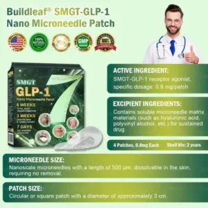 Buildleaf® SMGT-GLP-1 Nano Microneedle Patch with Collagen Peptides &Matrixyl 3000