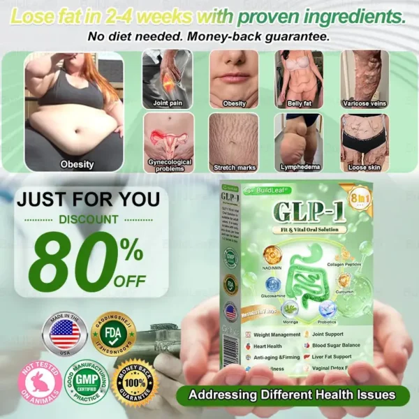 𝐅𝐃𝐀 𝐒𝐭𝐨𝐫𝐞·𝑩𝒖𝐢𝒍𝒅𝑳𝒆𝐚𝒇® GL𝐏-1 8-𝒊𝒏-1 𝙁𝙞𝙩 & 𝙑𝙞𝙩𝙖𝙡 𝖮𝗋𝖺𝗅 𝙎𝙤𝙡𝙪𝙩𝙞𝙤𝙣 𝐰𝐢𝐭𝐡 𝐌𝐨𝐫𝐢𝐧𝐠𝐚, 𝐎𝐦𝐞𝐠𝐚-𝟑, 𝐂𝐨𝐥𝐥𝐚𝐠𝐞𝐧 𝐏𝐞𝐩𝐭𝐢𝐝𝐞𝐬, 𝐍𝐀𝐃 & 𝐍𝐌𝐍 𝐟𝐨𝐫 𝐎𝐛𝐞𝐬𝐢𝐭𝐲, 𝐂𝐚𝐫𝐝𝐢𝐨𝐯𝐚𝐬𝐜𝐮𝐥𝐚𝐫 𝐃𝐢𝐬𝐞𝐚𝐬𝐞, 𝐃𝐢𝐚𝐛𝐞𝐭𝐞𝐬, 𝐒𝐥𝐞𝐞𝐩 𝐀𝐩𝐧𝐞𝐚, 𝐉𝐨𝐢𝐧𝐭 𝐏𝐫𝐨𝐛𝐥𝐞𝐦𝐬, 𝐒𝐤𝐢𝐧 𝐅𝐢𝐫𝐦𝐢𝐧𝐠, 𝐀𝐧𝐭𝐢-𝐀𝐠𝐢𝐧𝐠, 𝐚𝐧𝐝 𝐌𝐨𝐫𝐞