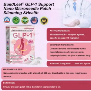 FDA Store | 𝐵uil𝗱𝐿ea𝐟® 𝐆𝐋𝐏-𝟏 Support 𝑁ano 𝑀icroneedle 𝑃atch with Collagen & Matrixyl 3000 丨Obesity,Cardiovascular Diseas, Diabetes, Sleep Apnea, Joint Problems and More
