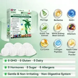Slimoly® 20-IN-1 Advanced Nano Microneedle Patch Moringa × Berberine × NMN/NAD+ Multi-Action Formula